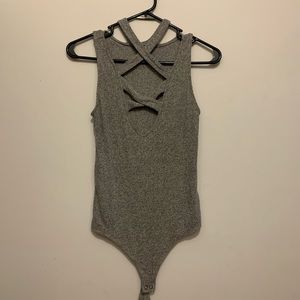 Gray Ribbed Bodysuit